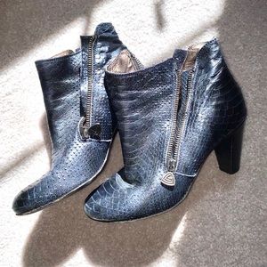 Navy Blue Snakeskin Boots